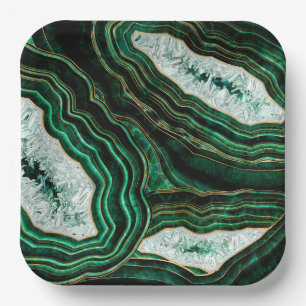 Assiettes En Carton Moss Green Geode et Crystals Art numérique