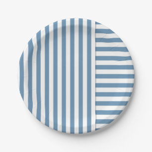 Assiettes En Carton motif à bande blanche bleue