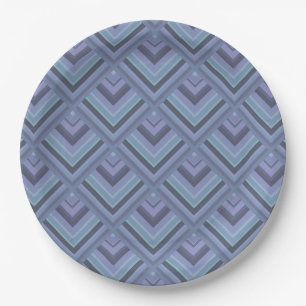 Assiettes En Carton Motif à échelle gris bleu