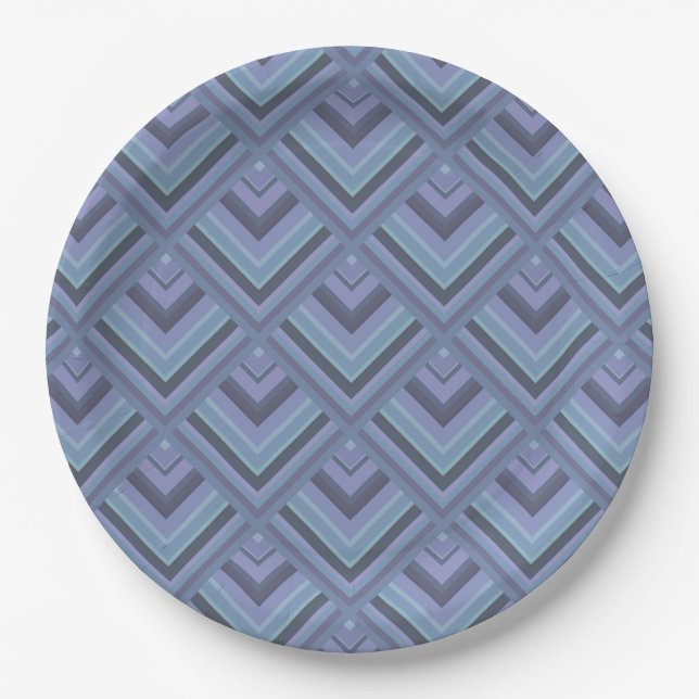 Assiettes En Carton Motif à échelle gris bleu (Devant)