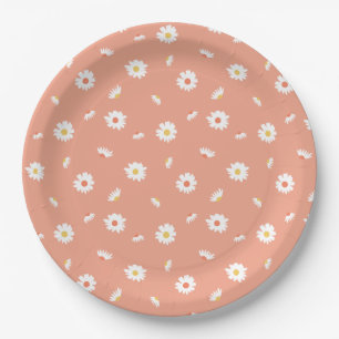 Assiettes En Carton Motif à fleurs de marais orange