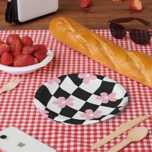 Assiettes En Carton Motif à fleurs rétro