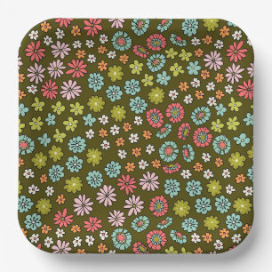 Assiettes En Carton Motif à fleurs Super rétro