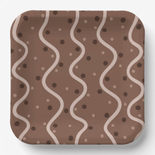 Assiettes En Carton Motif à goutte et à gouttes de chocolat foncé
