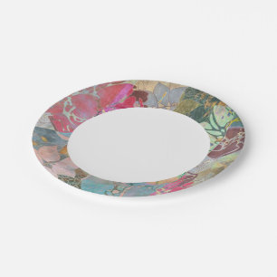 Assiettes En Carton motif à grunge floral d'art