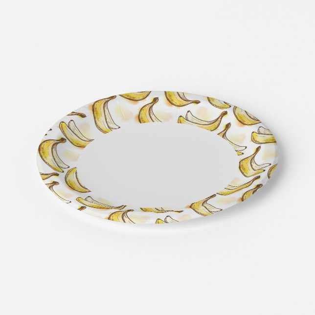 Assiettes En Carton Motif à la banane (Angle)