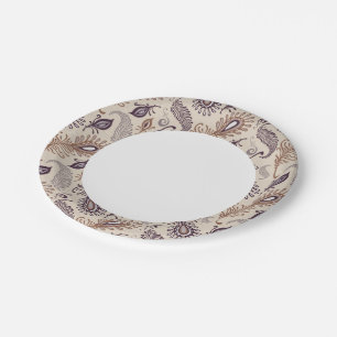 Assiettes En Carton Motif à plume varié