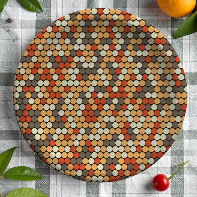 Assiettes En Carton Motif à points de couleurs rétro (Créateur téléchargé)