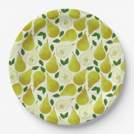 Assiettes En Carton Motif à poires vertes