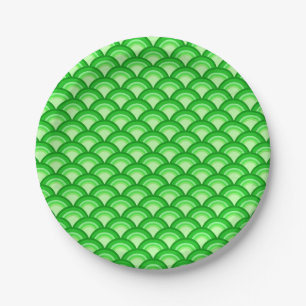 Assiettes En Carton Motif à vagues Art déco - vert jade
