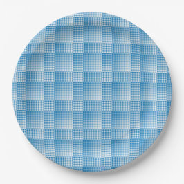 Assiettes En Carton Motif Abstrait à Damier Bleu Blanc