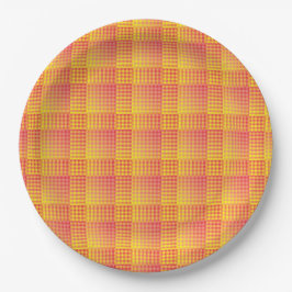 Assiettes En Carton Motif Abstrait à Damier Rouge Jaune