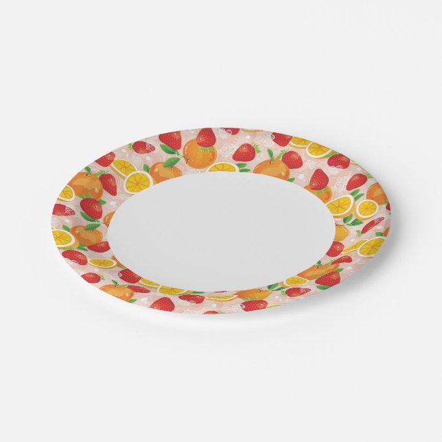 Assiettes En Carton motif Abstrait aux fraises (Angle)