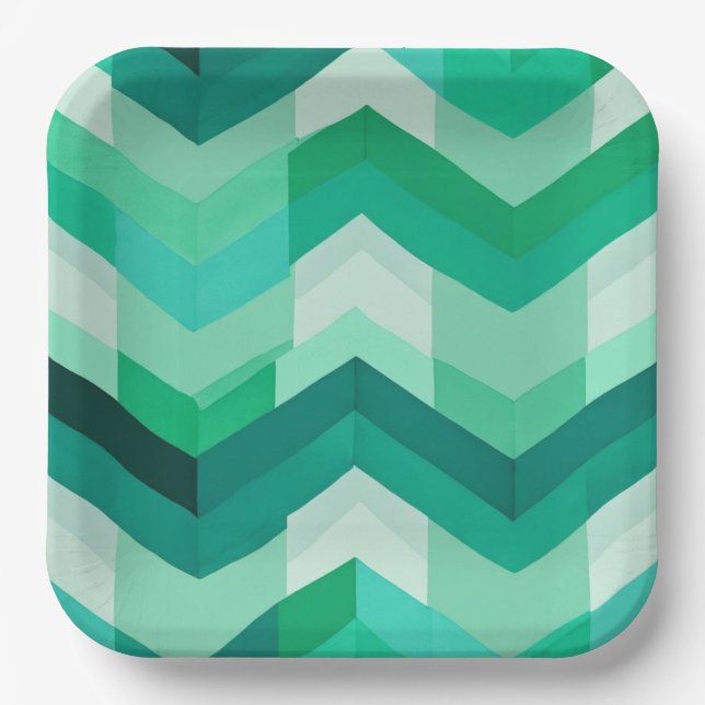 Assiettes En Carton motif Abstrait de Chevron à Greens (Recto)