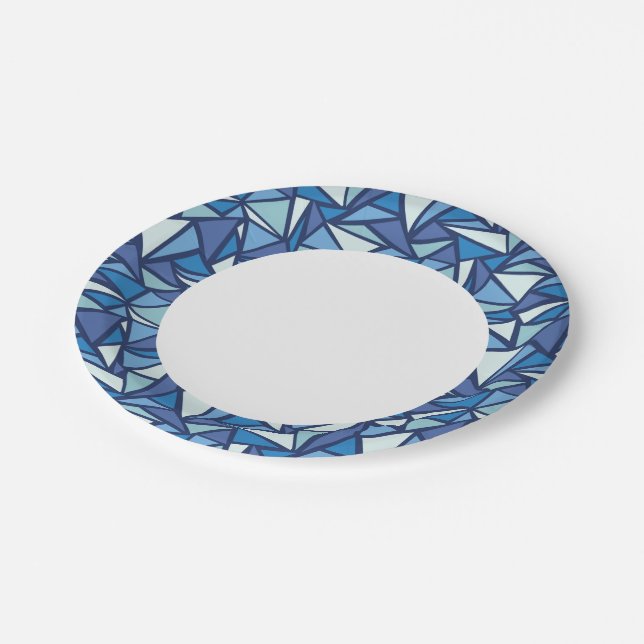 Assiettes En Carton Motif Abstrait de glace bleue (Angle)