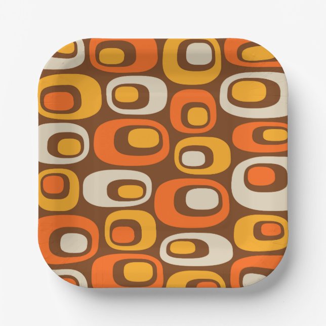 Assiettes En Carton Motif Abstrait moderne du milieu du siècle (Recto)