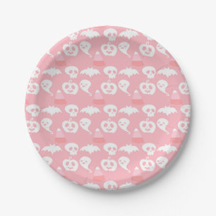 Assiettes En Carton Motif adorable rose de Halloween
