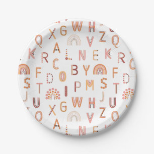 Assiettes En Carton Motif Alphabet arc-en-ciel amusant