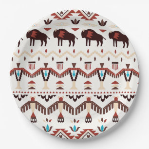 Assiettes En Carton Motif amérindien