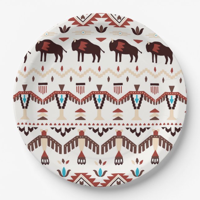 Assiettes En Carton Motif amérindien (Devant)