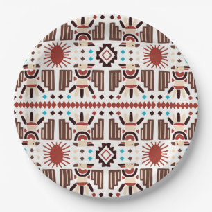 Assiettes En Carton Motif amérindien