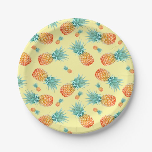 Assiettes En Carton Motif ananas (Devant)