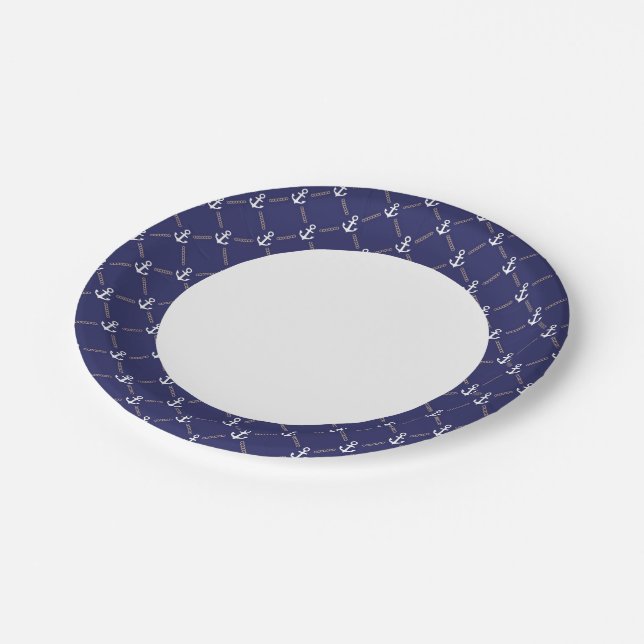 Assiettes En Carton motif Ancre (Angle)
