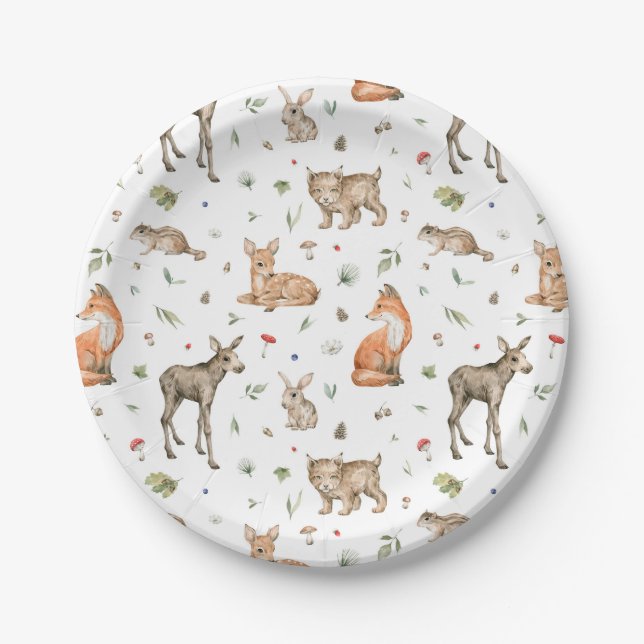 Assiettes En Carton Motif animal de bois mou (Devant)