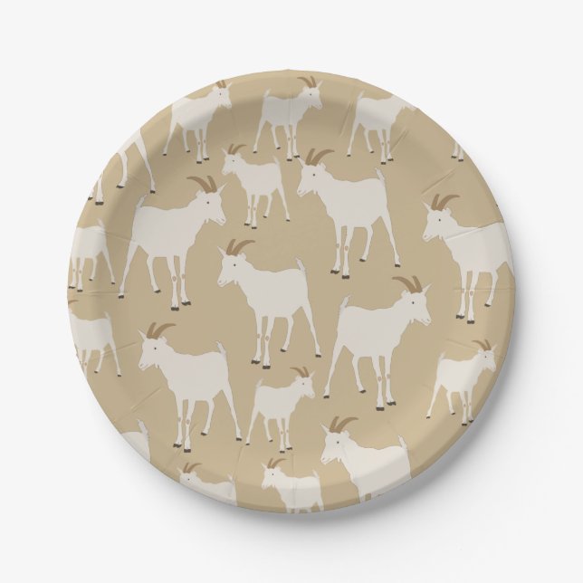 Assiettes En Carton Motif animal de la ferme de chèvres (Devant)