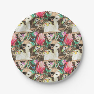 Assiettes En Carton Motif animal tropical