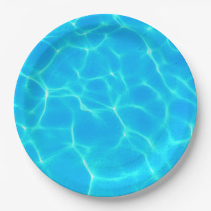 Assiettes En Carton Motif Aqua Avec Réflexion Vagues