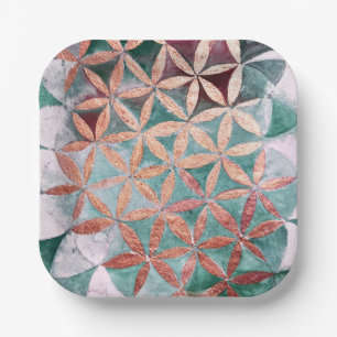Assiettes En Carton Motif aquarelle pastel turquoise rose blush abstra