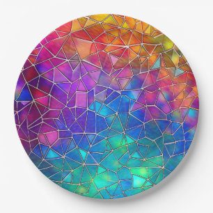 Assiettes En Carton Motif arc-en-ciel en verre tendu