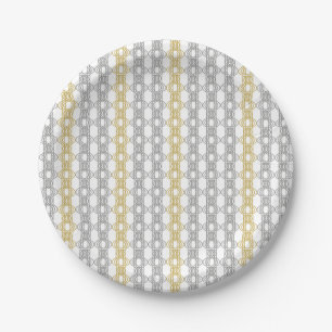 Assiettes En Carton Motif argent et or