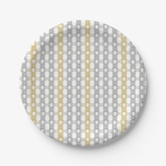 Assiettes En Carton Motif argent et or (Devant)