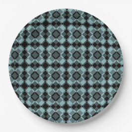 Assiettes En Carton Motif Argyle à carreaux bleu noir