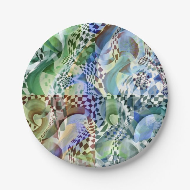 Assiettes En Carton Motif Art Déco - Profondeur et illusion optique (Devant)