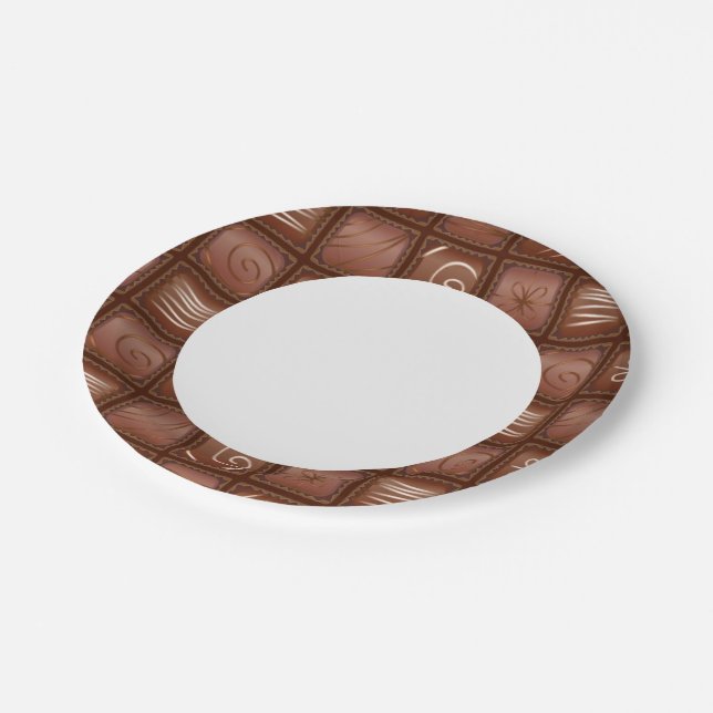 Assiettes En Carton Motif au chocolat (Angle)