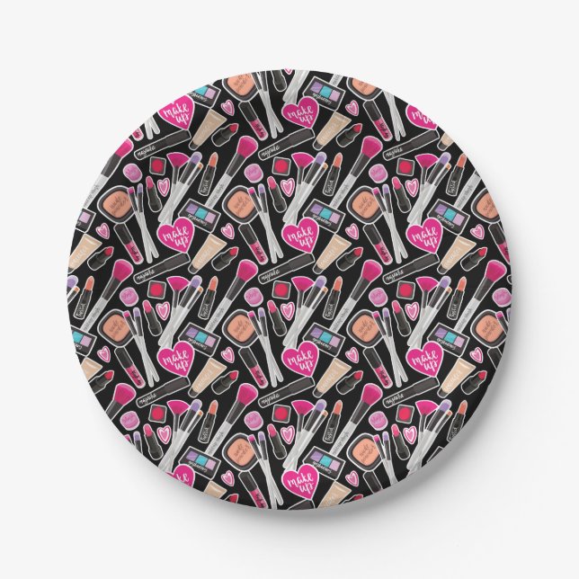Assiettes En Carton Motif au néon de maquillage (Devant)