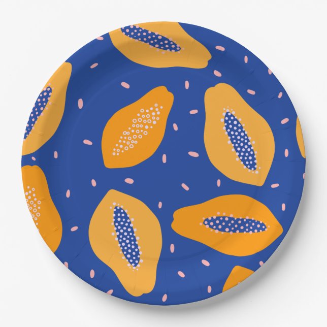 Assiettes En Carton motif aux fruits de Papaya (Devant)