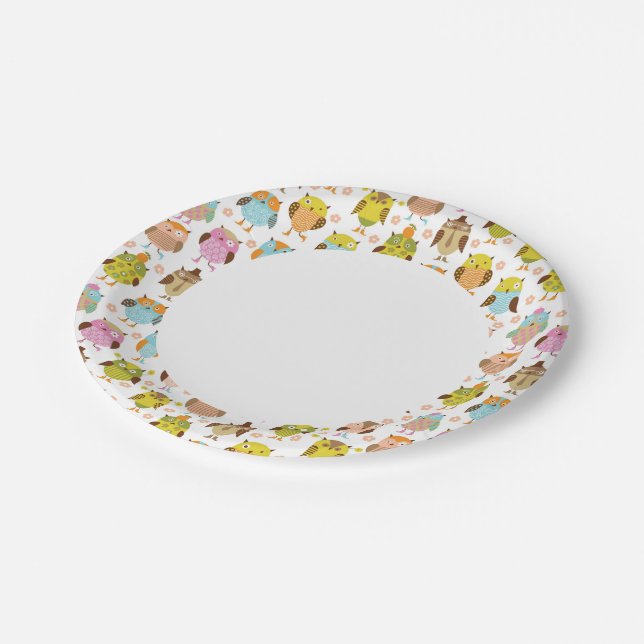 Assiettes En Carton motif aux oiseaux (Angle)