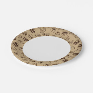 Assiettes En Carton Motif Avec Gâteaux, Desserts Et Boulangerie