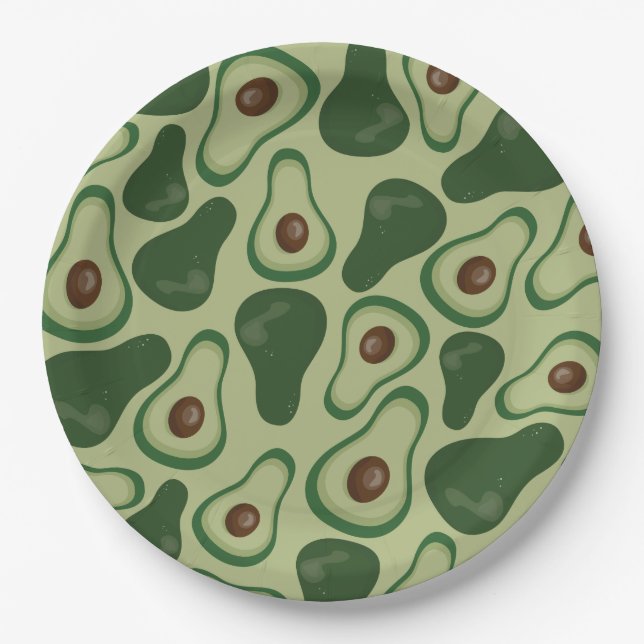 Assiettes En Carton motif Avocado (Devant)