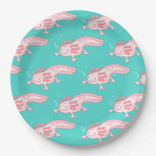 Assiettes En Carton Motif Axolotl rose