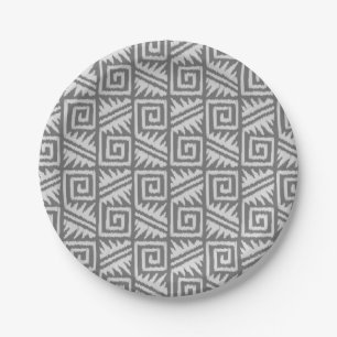 Assiettes En Carton Motif aztèque Ikat - Nuances de gris