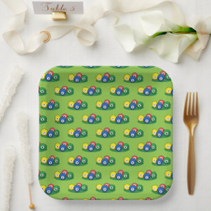 Assiettes En Carton Motif Billard Pool Snooker Balls