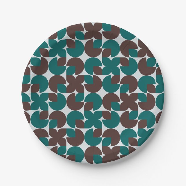 Assiettes En Carton Motif biologique turquoise et Brown (Devant)