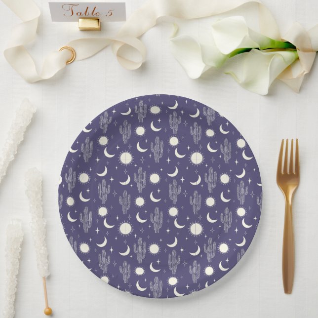 Assiettes En Carton Motif blanc Cactus (Mariage)