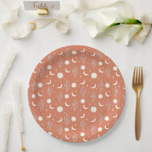 Assiettes En Carton Motif blanc Cactus