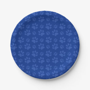 Assiettes En Carton Motif bleu d'empreinte de patte de chien